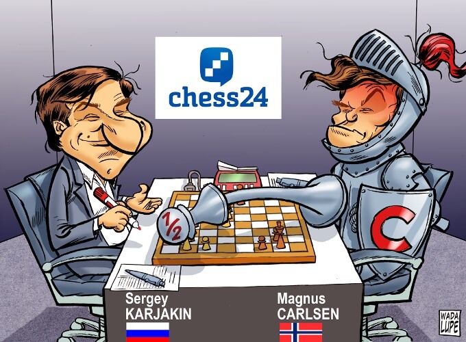 Caricatura Carlsen e Karjakin