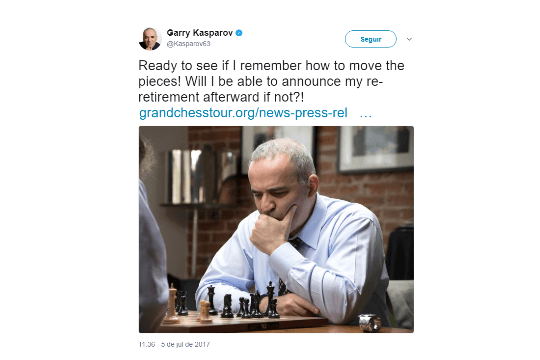 Ex-campeão mundial Garry Kasparov regressa à competição 12 anos depois