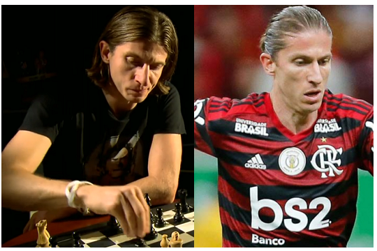 Filipe Luis jogando xadrez